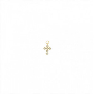 Colgante charm plata bañada en oro, cruz circonitas blancas brillantes. Miscellany. Salvatore
