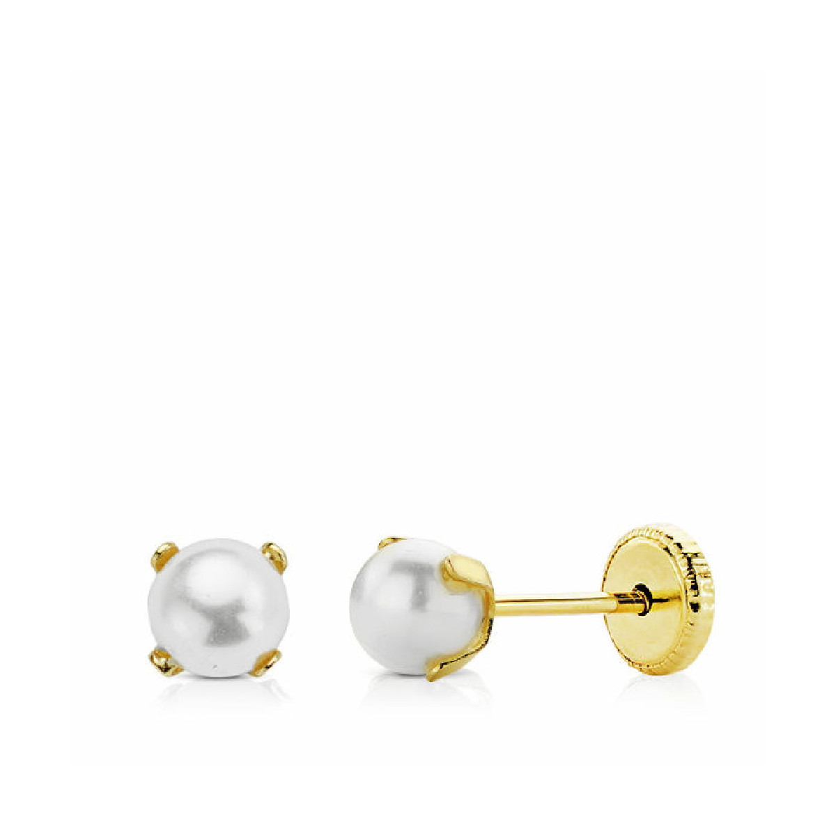 Pendientes oro mini perla 4mm